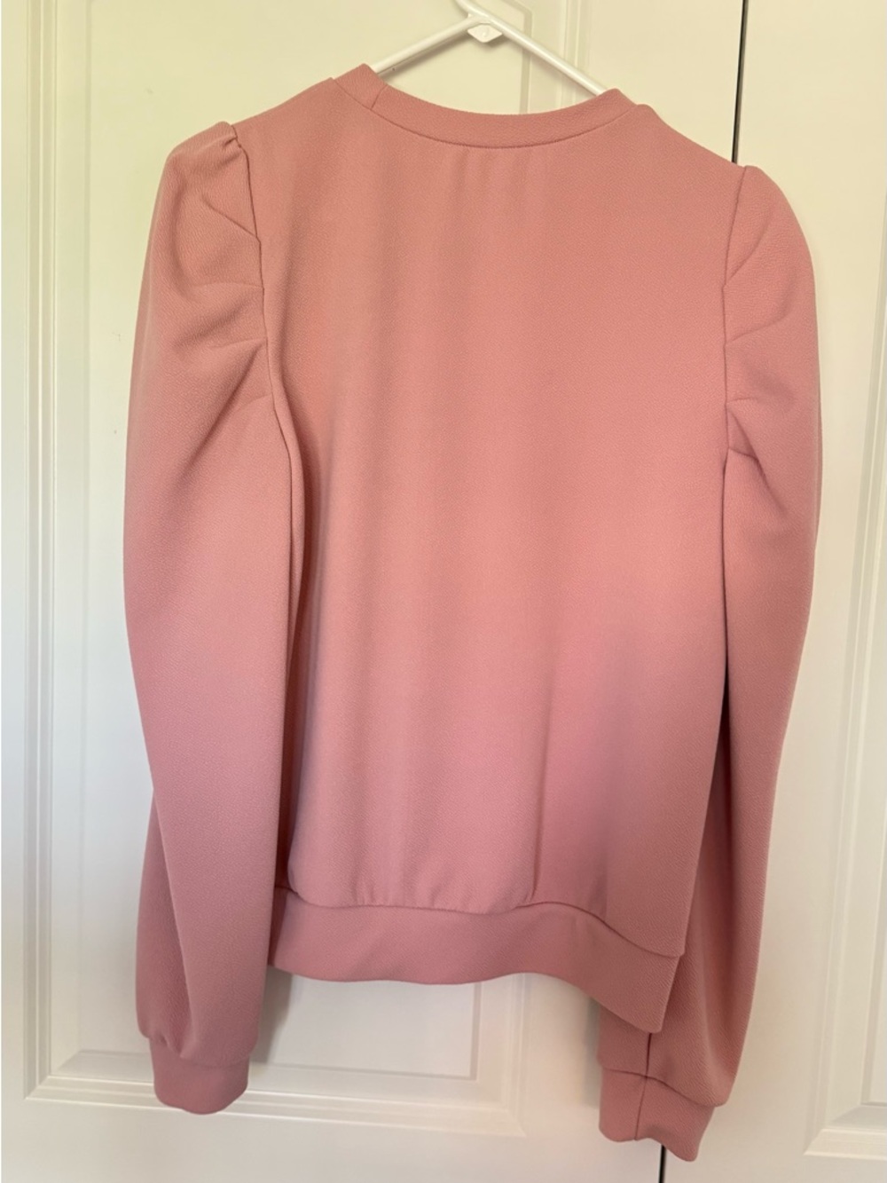 SHEIN Rose Pink Puff Sleeve Crewneck Sweatshirt - Picture 3 of 3